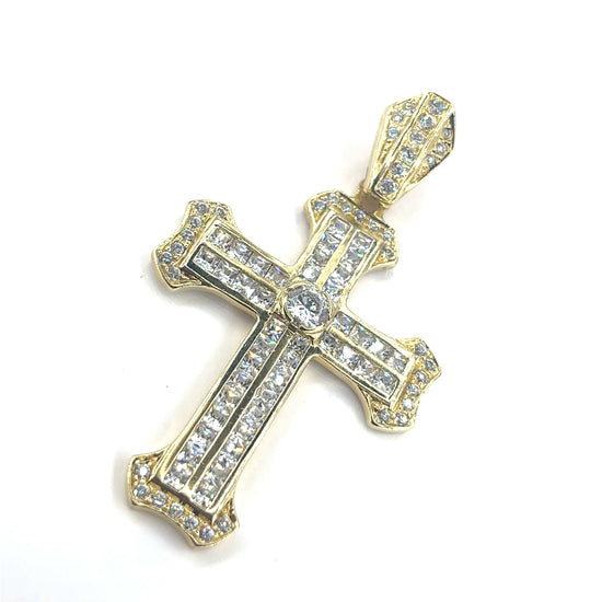 Men’s 9ct Yellow Gold Cz Cross - 20.4g - Hyman’s Jewellers