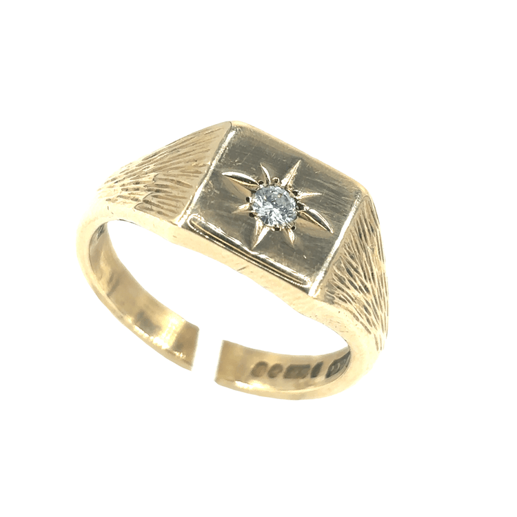 Mens 9ct Yellow Gold Diamond Signet Ring - Hyman’s Jewellers