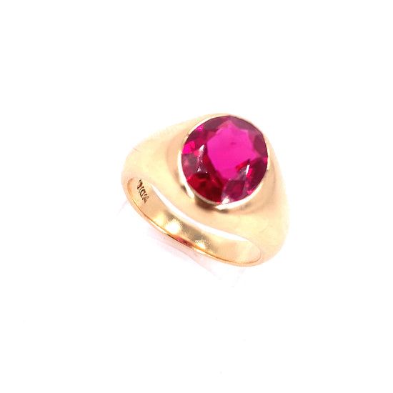 Men’s 9ct Yellow Gold Garnet Signet Ring - 12g - Hyman’s Jewellers