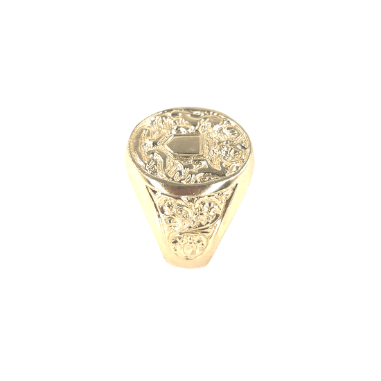 Men’s 9ct Yellow Gold Heraldic Signet Ring - 9.7g Size Q - Hyman’s Jewellers