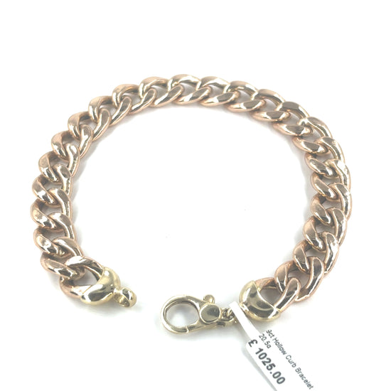 Men’s 9ct Yellow Gold Hollow Curb Bracelet - 8” 20.5g - Hyman’s Jewellers