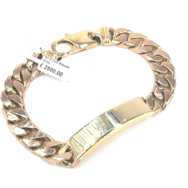 Men’s 9ct Yellow Gold ID bracelet - 53.5g 9” - Hyman’s Jewellers