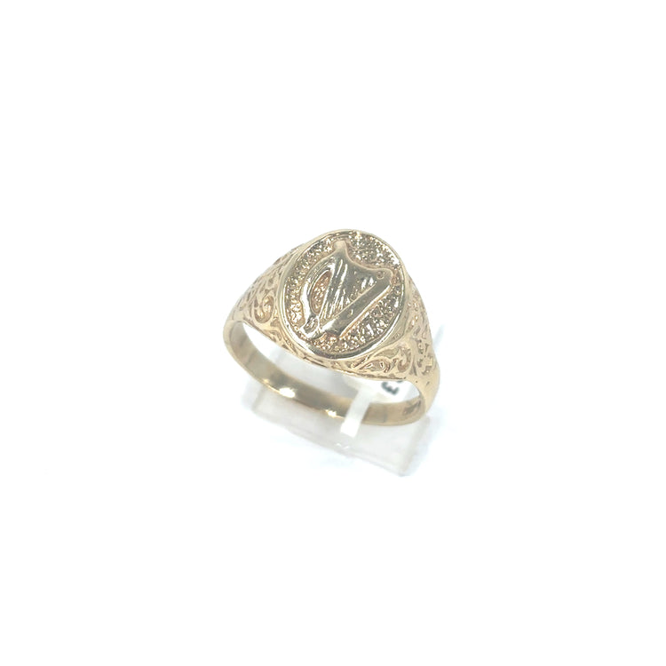 Mens 9ct Yellow Gold Irish Harp Ring 6.9g - Hyman’s Jewellers