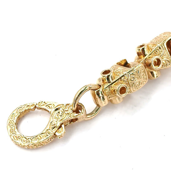 Men's 9ct Yellow Gold Lego Bracelet with Intricate Etched Detailing - 59.4g - Hyman’s Jewellers