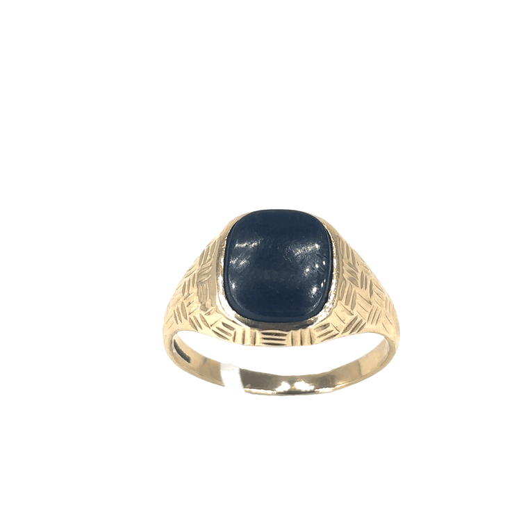 Men’s 9ct Yellow Gold Signet Ring with Cabochon Onyx - 3.4g Size V - Hyman’s Jewellers