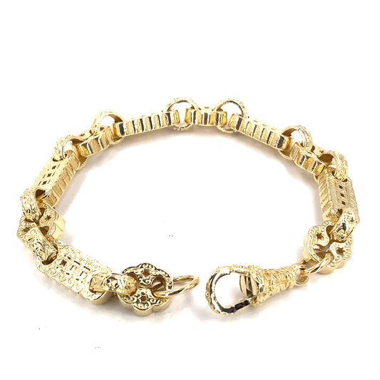 Men’s 9ct Yellow Gold Star & Bar Bracelet - 40.4g - Hyman’s Jewellers