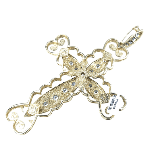 Men’s 9ct Yellow Gold XL CZ Cross Pendant - 5.5” 71.8g - Hyman’s Jewellers