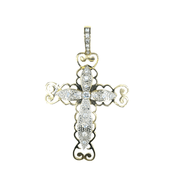 Men’s 9ct Yellow Gold XL CZ Cross Pendant - 5.5” 71.8g - Hyman’s Jewellers