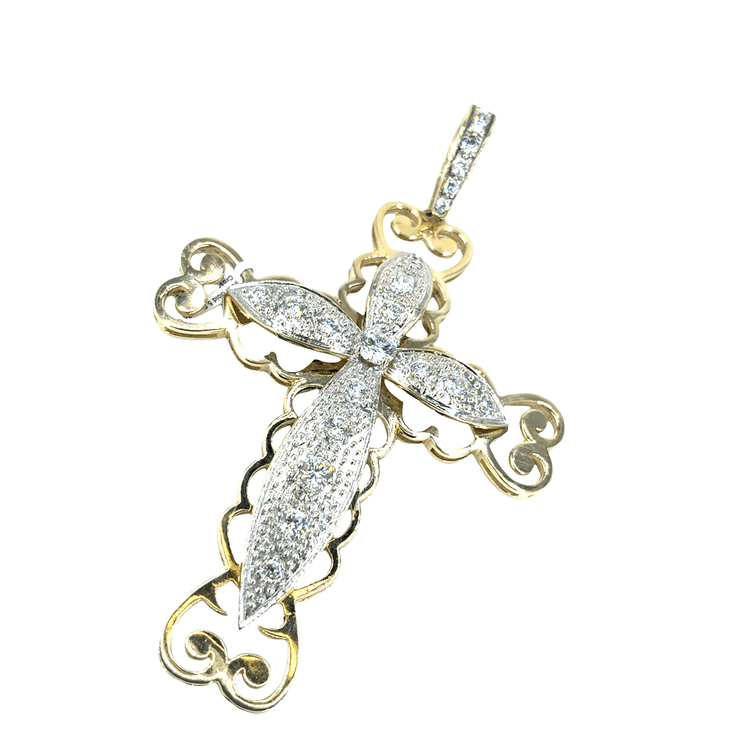 Men’s 9ct Yellow Gold XL CZ Cross Pendant - 5.5” 71.8g - Hyman’s Jewellers