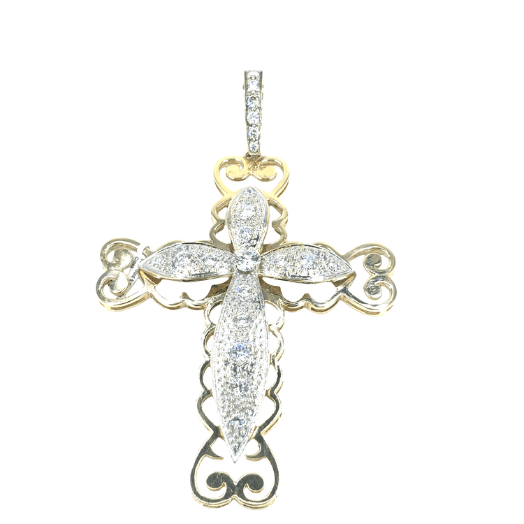 Men’s 9ct Yellow Gold XL CZ Cross Pendant - 5.5” 71.8g - Hyman’s Jewellers