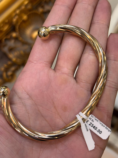 Men’s 9ct Yellow Gold XL Twist Torque Bangle - 46g - Hyman’s Jewellers