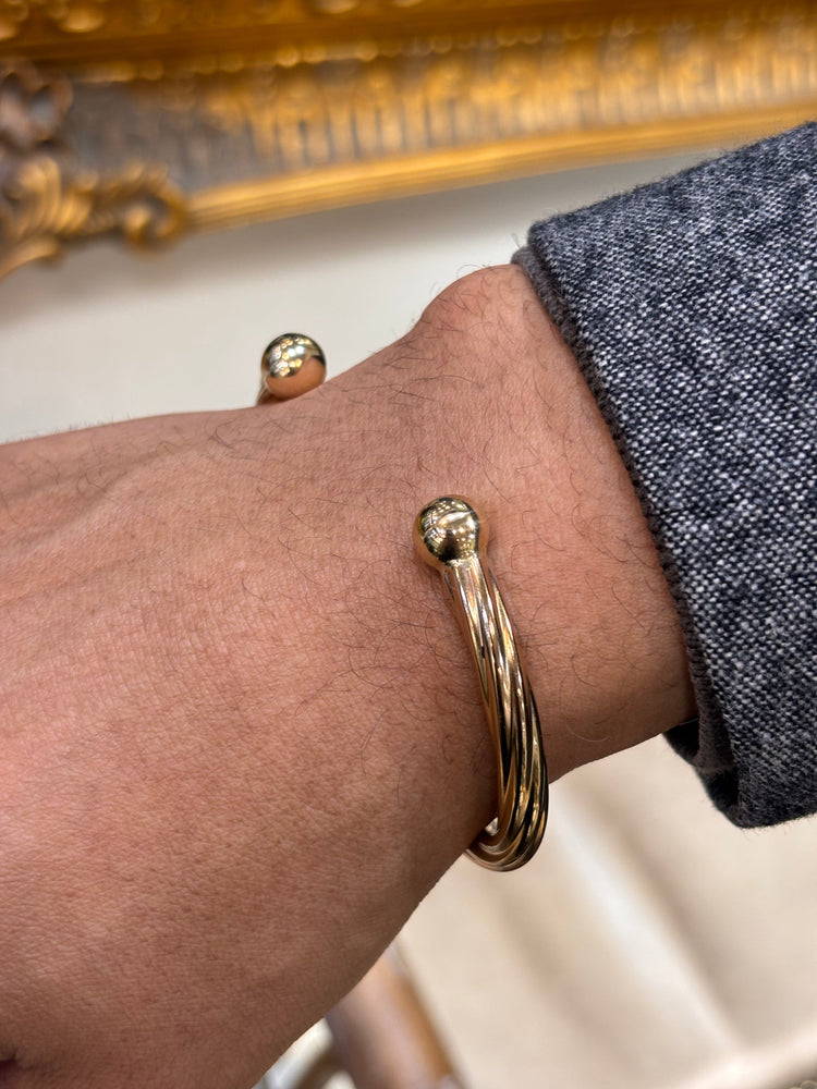 Men’s 9ct Yellow Gold XL Twist Torque Bangle - 46g - Hyman’s Jewellers
