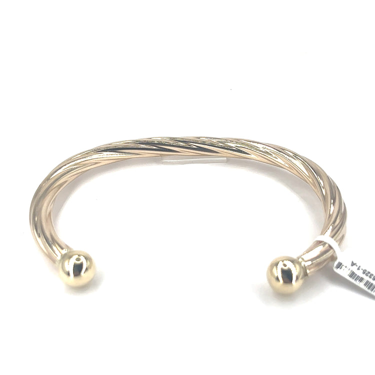 Men’s 9ct Yellow Gold XL Twist Torque Bangle - 46g - Hyman’s Jewellers