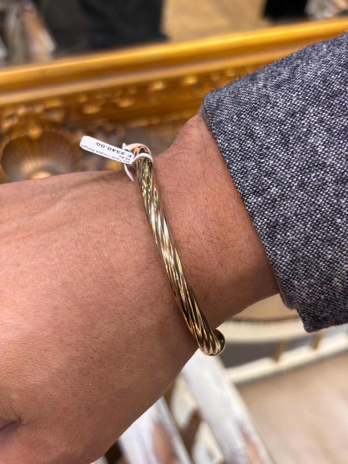 Men’s 9ct Yellow Gold XL Twist Torque Bangle - 46g - Hyman’s Jewellers