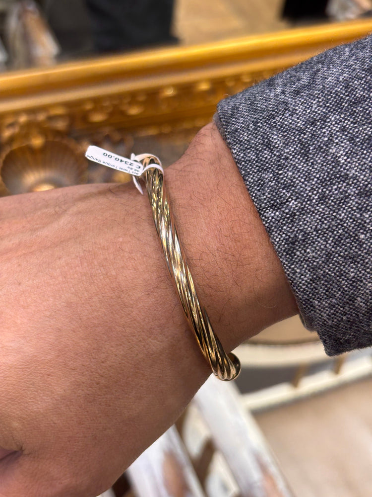 Men’s 9ct Yellow Gold XL Twist Torque Bangle - 46g - Hyman’s Jewellers