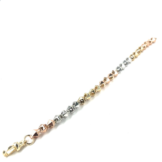 Men’s 9ct Yellow Rose White Gold Pyramid Bracelet - 32g - Hyman’s Jewellers