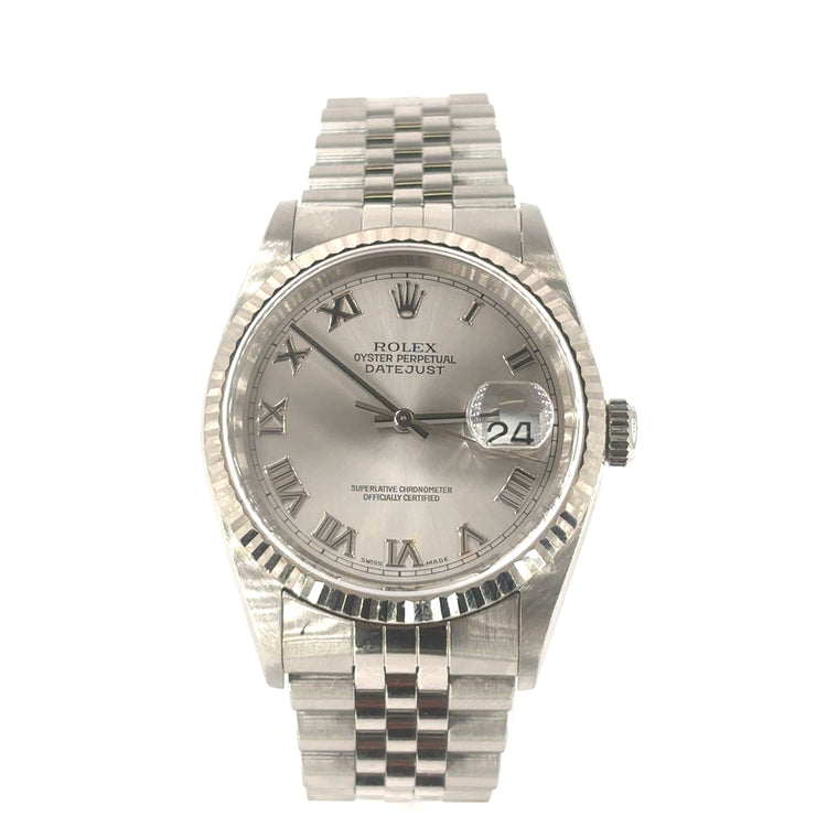 Men’s Stainless Steel Rolex DateJust 36 Watch - Roman Numerals - Hyman’s Jewellers