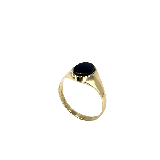 Oval Onyx Signet Ring in 9CT Yellow Gold 1.2g - Hyman’s Jewellers
