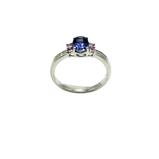Oval Tanzanite Multi-Stone Ring in 9CT White Gold 2.9g - Hyman’s Jewellers