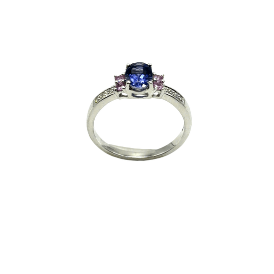 Oval Tanzanite Multi-Stone Ring in 9CT White Gold 2.9g - Hyman’s Jewellers