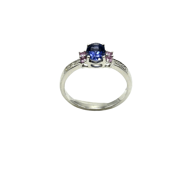 Oval Tanzanite Multi-Stone Ring in 9CT White Gold 2.9g - Hyman’s Jewellers