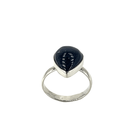 Pear-Shaped Blue Quartz Solitaire Ring in Silver - Hyman’s Jewellers