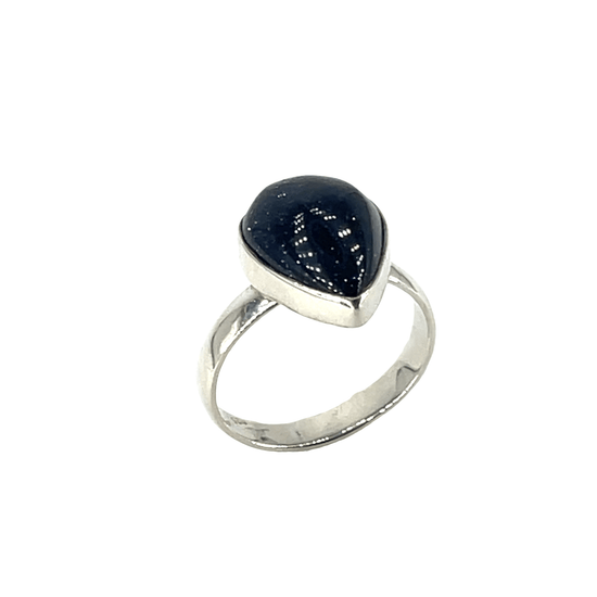 Pear-Shaped Blue Quartz Solitaire Ring in Silver - Hyman’s Jewellers