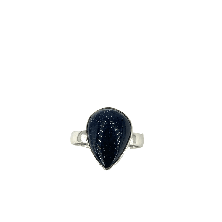 Pear-Shaped Blue Quartz Solitaire Ring in Silver - Hyman’s Jewellers