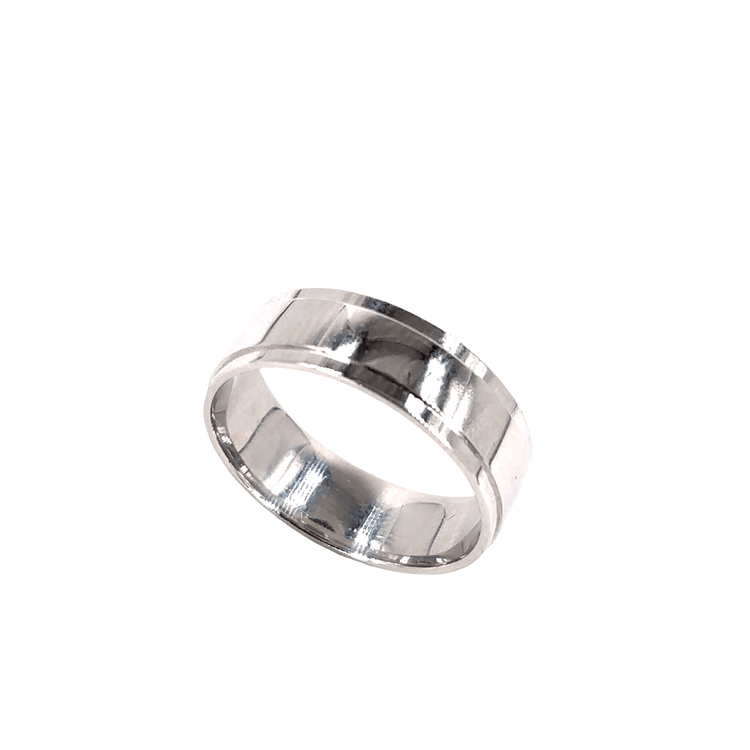 Platinum Band Ring in White Gold - 7.3G size O - Hyman’s Jewellers