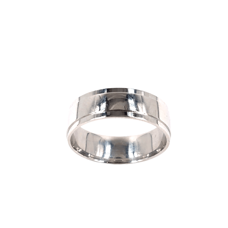 Platinum Band Ring in White Gold - 7.3G size O - Hyman’s Jewellers