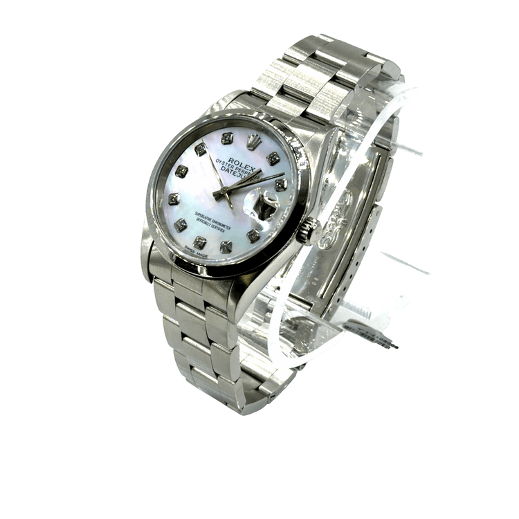 Rolex 34mm with Mother-of-Pearl and Diamond Dial - Hyman’s Jewellers