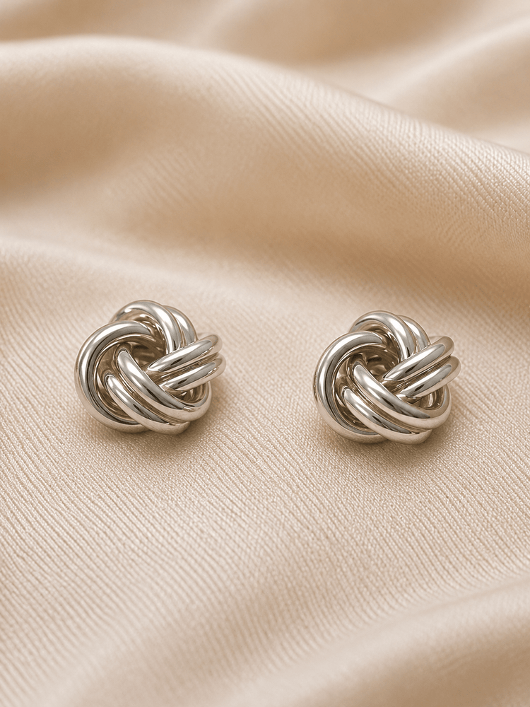 Sterling Silver Woven Knot Stud Earrings - Hyman’s Jewellers