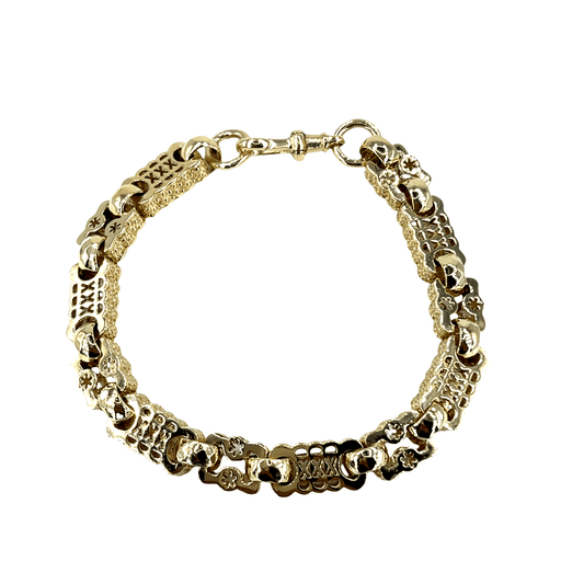 Textured 9CT Yellow Gold Interlocking Link Chain Bracelet - Hyman’s Jewellers