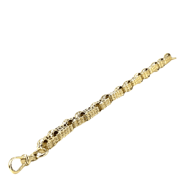 Textured 9CT Yellow Gold Interlocking Link Chain Bracelet - Hyman’s Jewellers