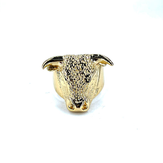 Textured Bull Head Signet Ring in 9ct Yellow Gold 25.3g - Hyman’s Jewellers