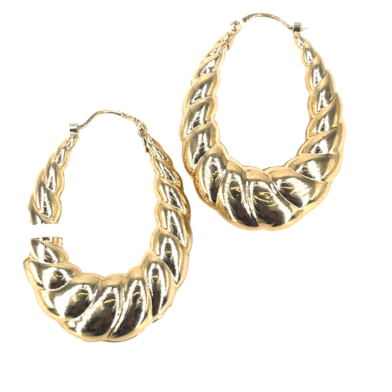 Textured Twist Yellow Gold Hoop Earrings - Hyman’s Jewellers