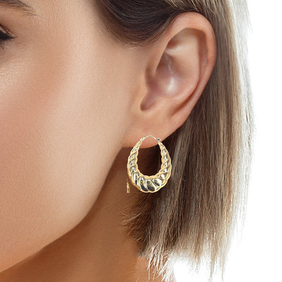 Textured Twist Yellow Gold Hoop Earrings - Hyman’s Jewellers