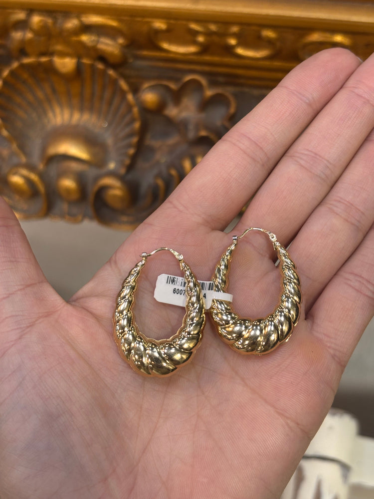 Textured Twist Yellow Gold Hoop Earrings - Hyman’s Jewellers