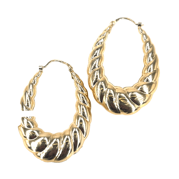 Textured Twist Yellow Gold Hoop Earrings - Hyman’s Jewellers