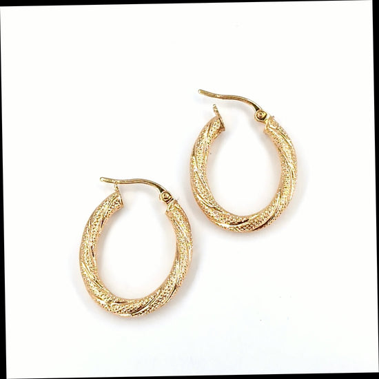 Textured Yellow Gold Hoop Earrings - Hyman’s Jewellers