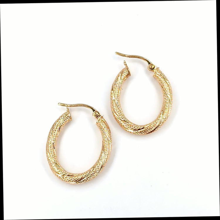 Textured Yellow Gold Hoop Earrings - Hyman’s Jewellers