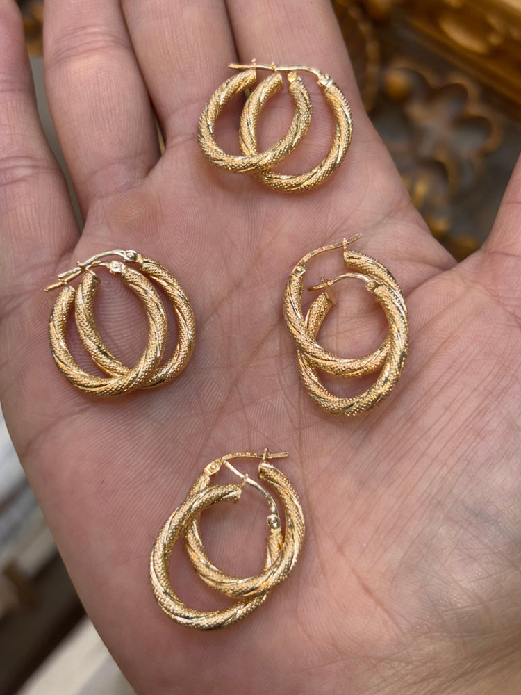 Textured Yellow Gold Hoop Earrings - Hyman’s Jewellers