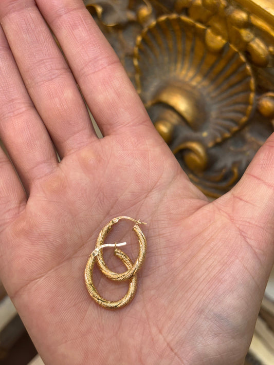 Textured Yellow Gold Hoop Earrings - Hyman’s Jewellers