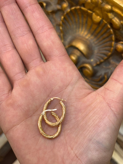 Textured Yellow Gold Hoop Earrings - Hyman’s Jewellers