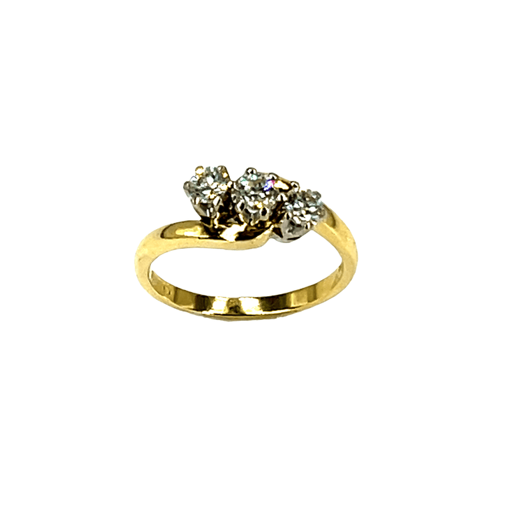 Three-Stone Diamond Bypass Ring in 18CT Yellow Gold - Hyman’s Jewellers