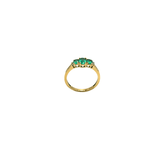 Three-Stone Oval Emerald Ring in 18CT Yellow Gold - Hyman’s Jewellers