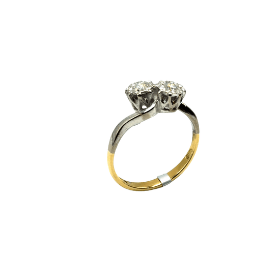 Two-Stone Diamond Bypass Ring in 18CT Two-Tone Gold - Hyman’s Jewellers