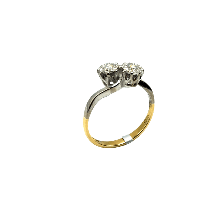 Two-Stone Diamond Bypass Ring in 18CT Two-Tone Gold - Hyman’s Jewellers