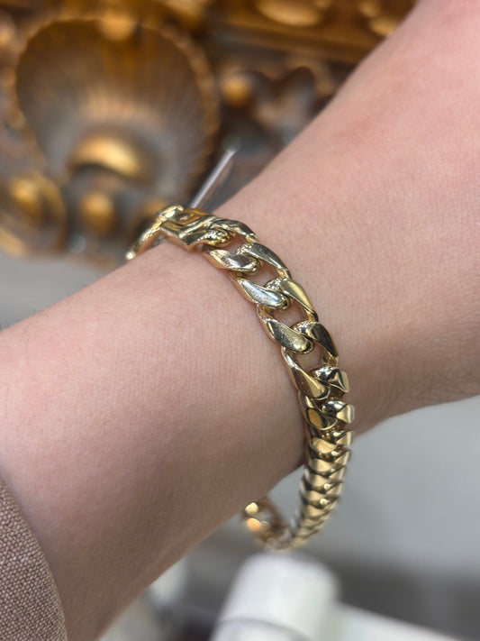 Unisex 9ct Classic Curb Yellow Gold Link Bracelet - 28.1g - Hyman’s Jewellers