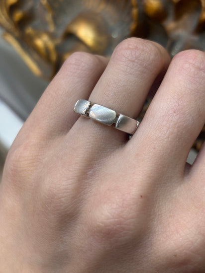Unisex Armani 925 Silver Articulated Link Ring - Hyman’s Jewellers